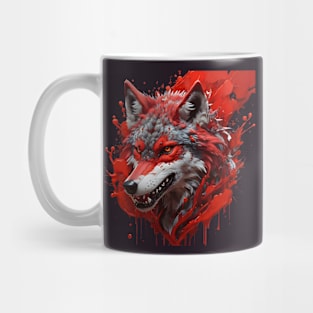 Red wolf head splash art Mug